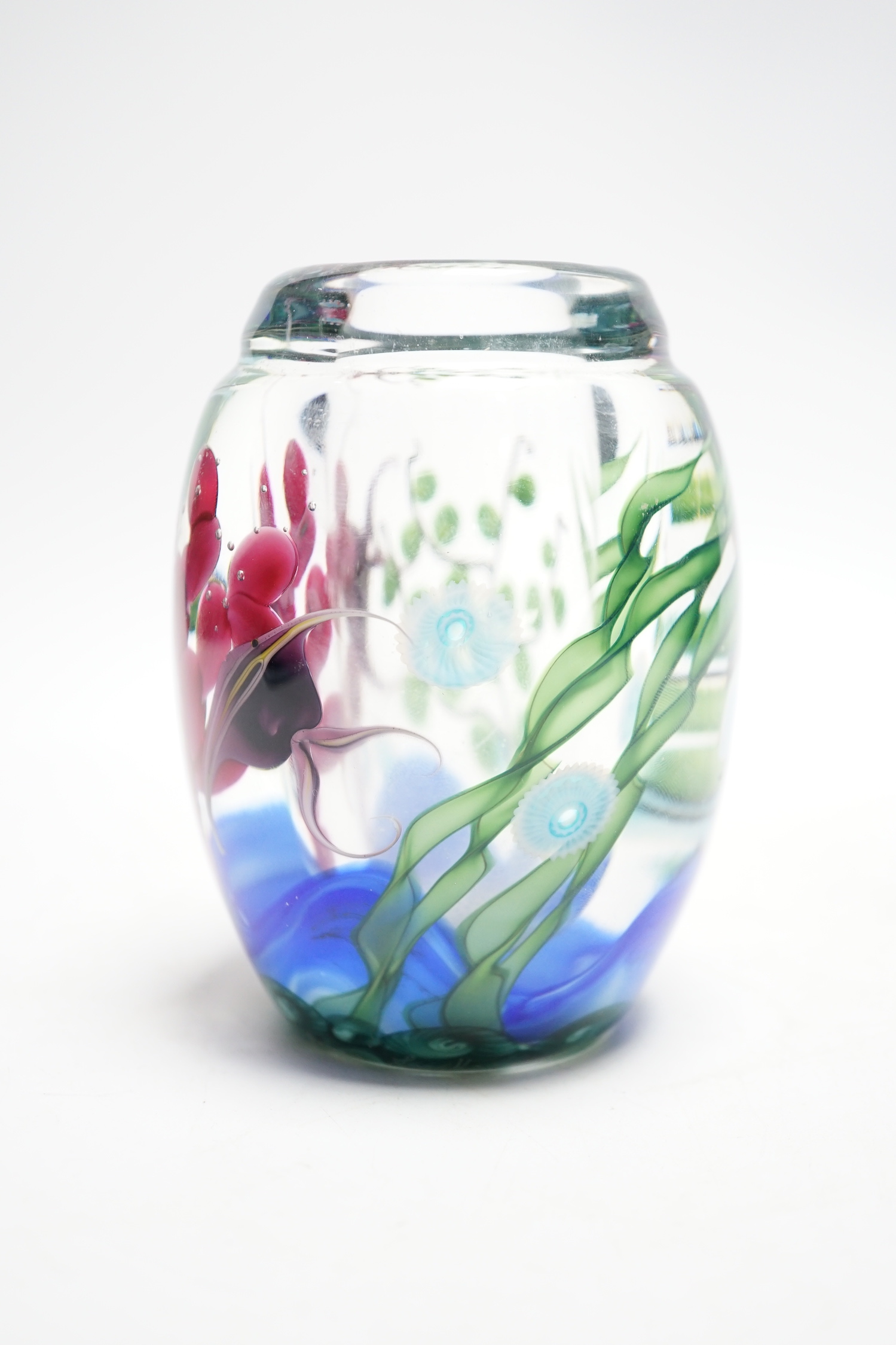 Steven Lundberg (American, 1953-2008), a magnum size ‘aquarium’ art glass vase, signed, dated 1988 and inscribed 